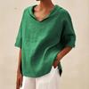 QICED Women's Fashion Casual Solid Color Print Short Sleeve V Neck Blouses & Shirts