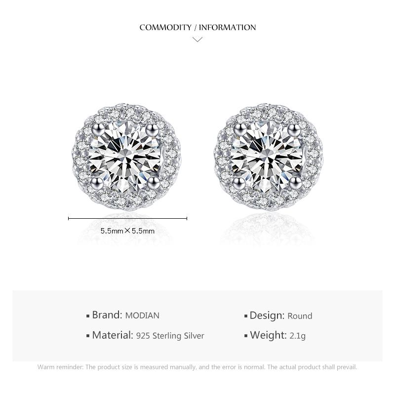 Damen-Ohrstecker, 925er-Sterlingsilber, Zirkon-Schmuck, weißer Kristall-Ohrring, Geschenk für Frauen