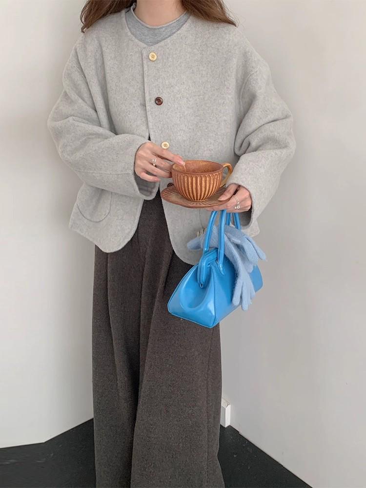 2026 A/W Blogger-Inspired Double-Sided Cashmere Coat: Women's Korean-Style Loose Woolen Jacket