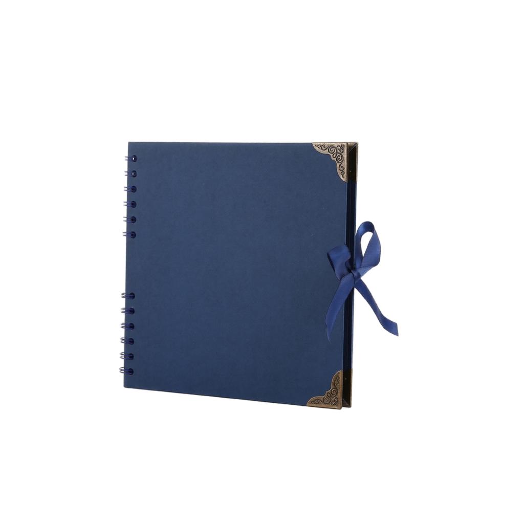 DIY Photo Album 88 Inch, Vintage with Corner Protectors, Ribbon, Black Cardstock Pages for Scrapbooking