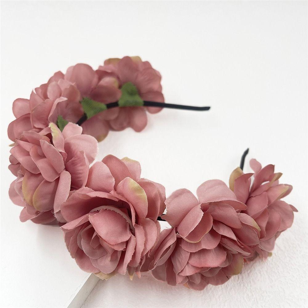 Wedding Festivals Floral Crown Hairband Bohemian Headwear Rose Flower Headpiece  for Women Girls