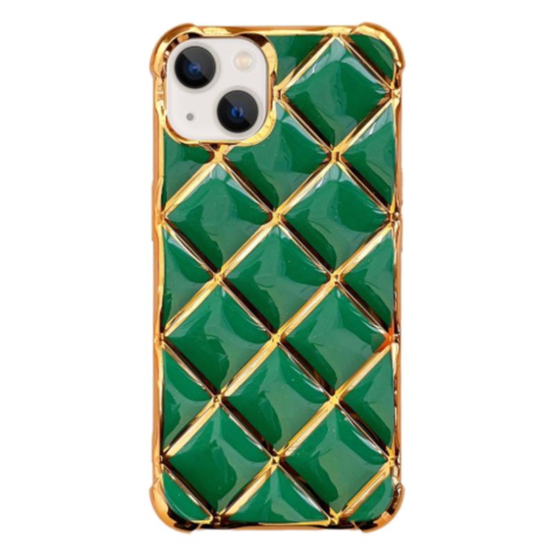 For iPhone 13 TPU Case Diamond Pattern Phone Cover Electroplating Golden Edge