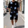 Men's Fashion Flower 3D Print TShirt Shorts Set Oversize Sportwear O-Neck Casual Short Sleeved 2 Piece Unisex T-shirt Shorts Set