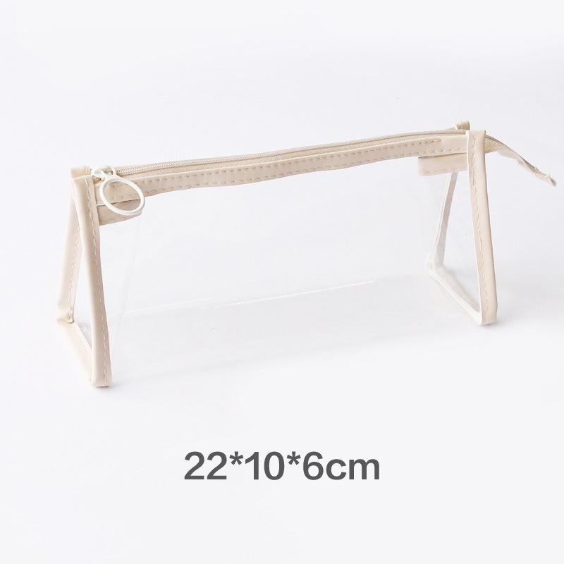 

Transparent Pencil Case Large Capacity Cosmetic Bag With Zipper Stationery Waterproof Stationery Storage Pouch School Supplies бежевый