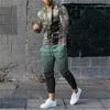 2023 Men High Quality Long Sleeve Set For Man Fashion Summer Design Printed T-Shirt Long Pants 2Pcs Outfit Clothing Sport Suit