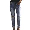 Women High Waisted Hole Skinny Denim Jeans Stretch Trousers Pants Calf  Jeans