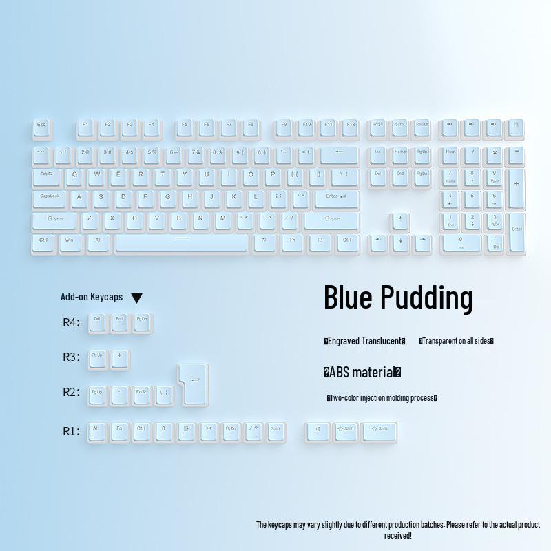 Double Skin Milk Pudding Mechanical Keyboard Keycaps, Luminous OEM Height, 130-Key Full Set
