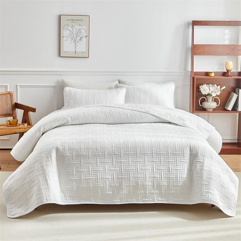 3pcs Set, Quilted Bedspread, Solid Color Ultrasonic Quilted Bedsheet, Lightweight Quilted King Queen Size Bed Cover