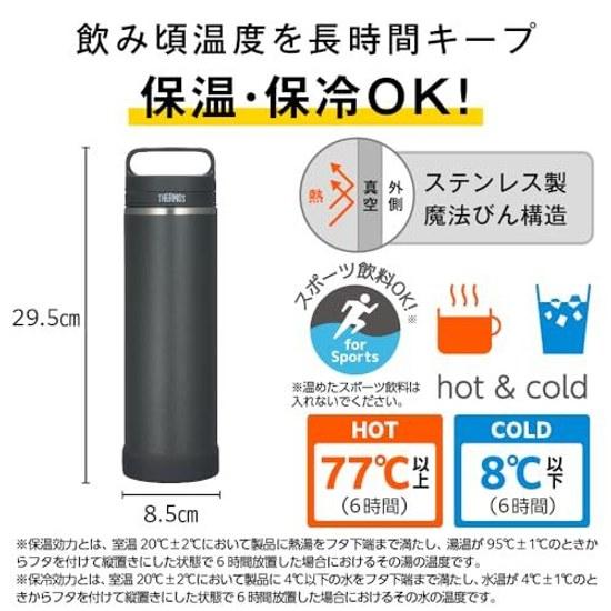 Thermos Vacuum Insulated Travel Mug Carry Handle 1L Smoke Black JOW-1000 SMB