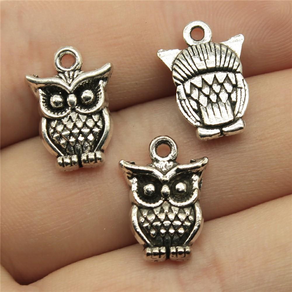 20pcs Owl Charms Antique Silver Color Owl Charms Pendants For Bracelets Small Owl Charms Making Jewelry