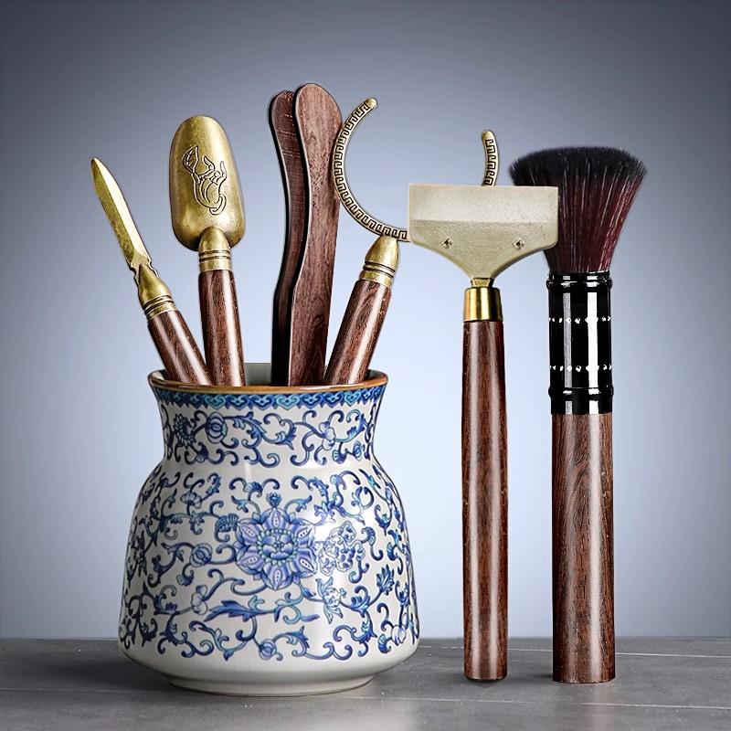 Tang Feng Tea Ceremony Six Gentlemen Set Kung Fu Tea Accories Clete Home High End Bla Ebony 6 Gentlemen Yu Kiln Tea Tube