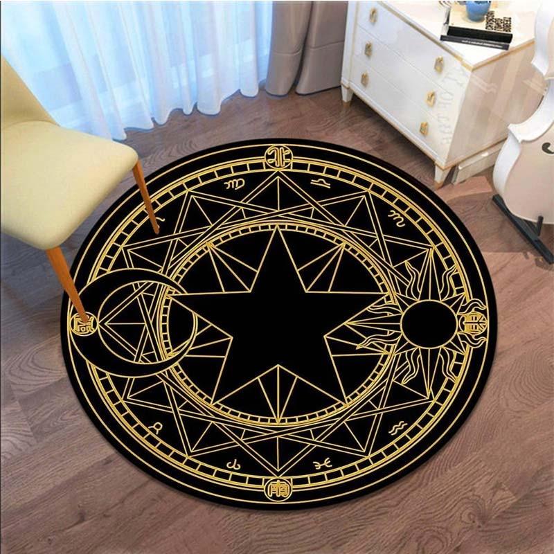 Cartoon Sakura Magic Captor Card Round Rug Magic Array Carpet Pink Carpet Doormat Antislip Plush Living Room Home Decar