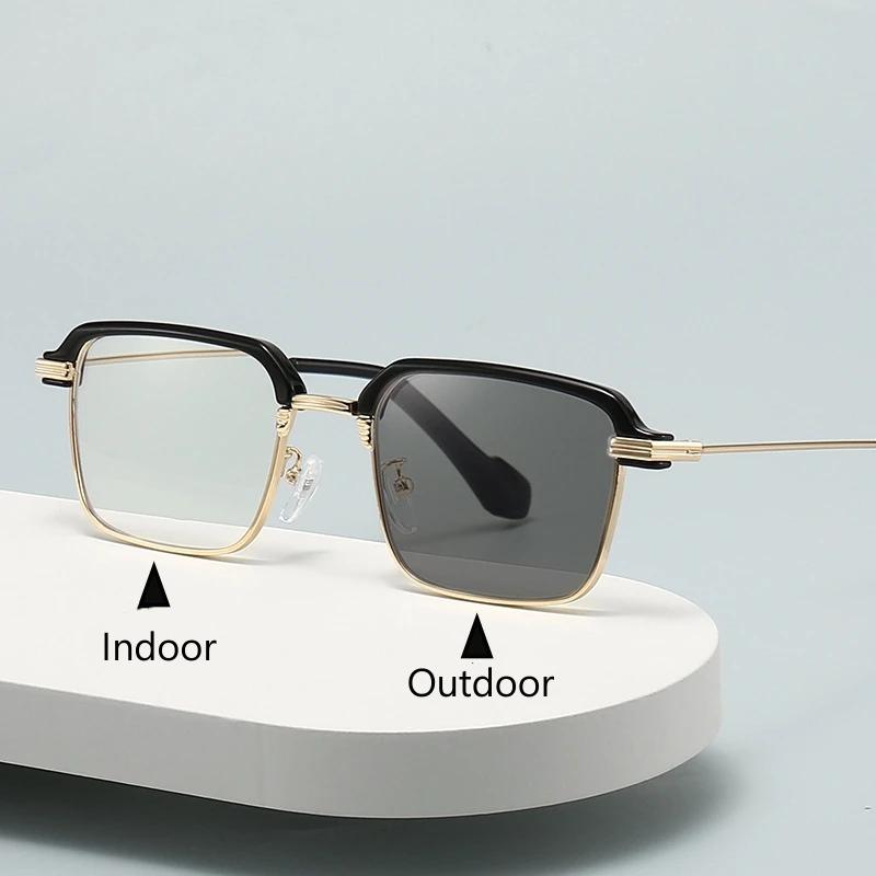 Fashionable Square Photochromic Reading Glasses Ultra Light High Definition Men'S Presbyopia Eyewear Anti Blue Light Eyeglasses