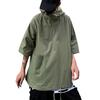 Hooded Half Sleeve Pullover Top Soft Large Pockets Loose Men T-shirt Streetwear