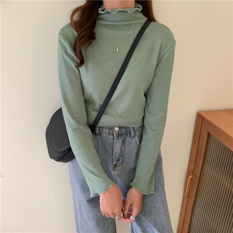 Kitten Diary Women's Slimming White Base Layer Velvet Top - Long Sleeve, Autumn/Winter Wear