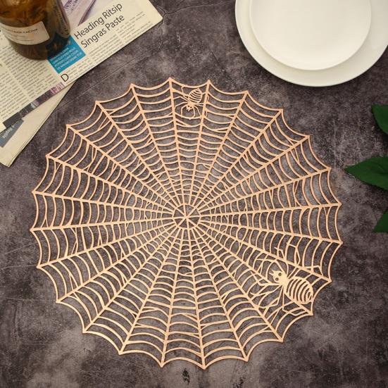 Halloween Table Place Mat Creative Plastic Spider Web Place Mat Waterproof Oil-proof Heat Insulation Bowl Mat Reusable Anti-scald Pad Kitchen Supplies