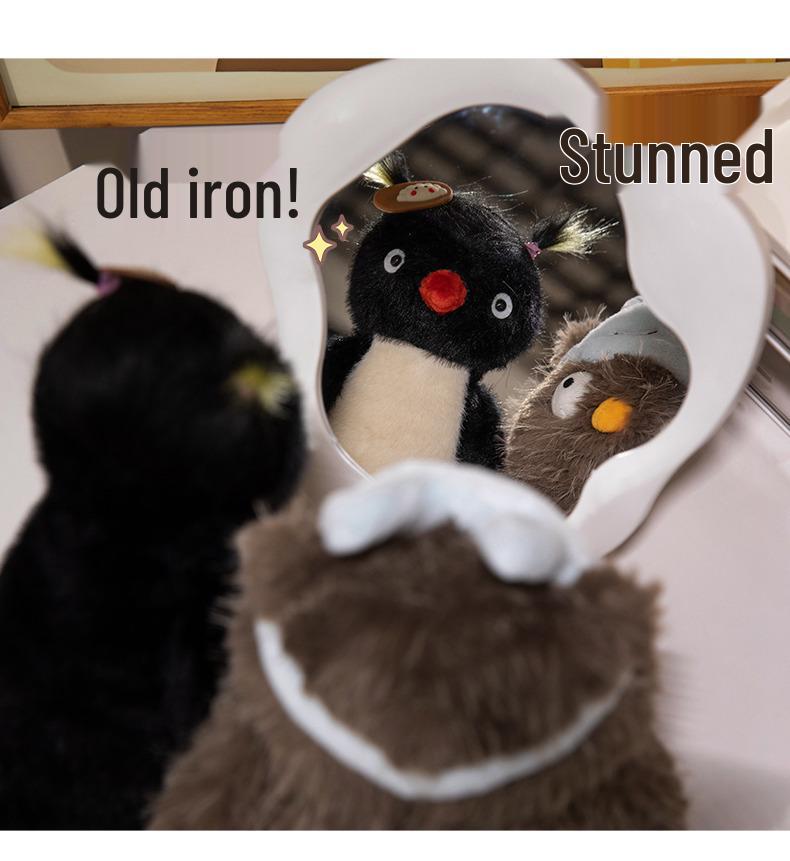 Frizzy Penguin Plush: Ugly-Cute Owl Eye Mask and Exploding Head Ronnie Calming Doll for Sweet Sleep Prank