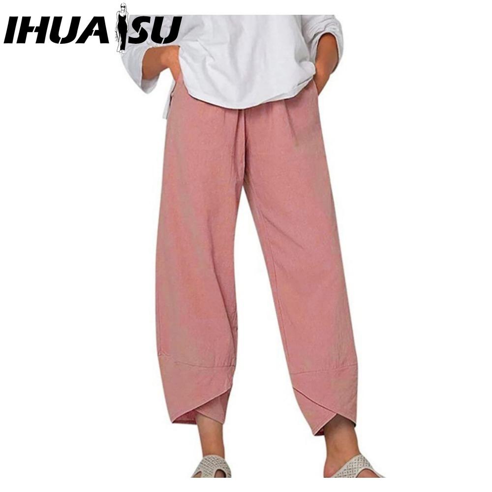 IHUASU Dammode Casual Enfärgat Tryck Hög Midja Byxor & Capris