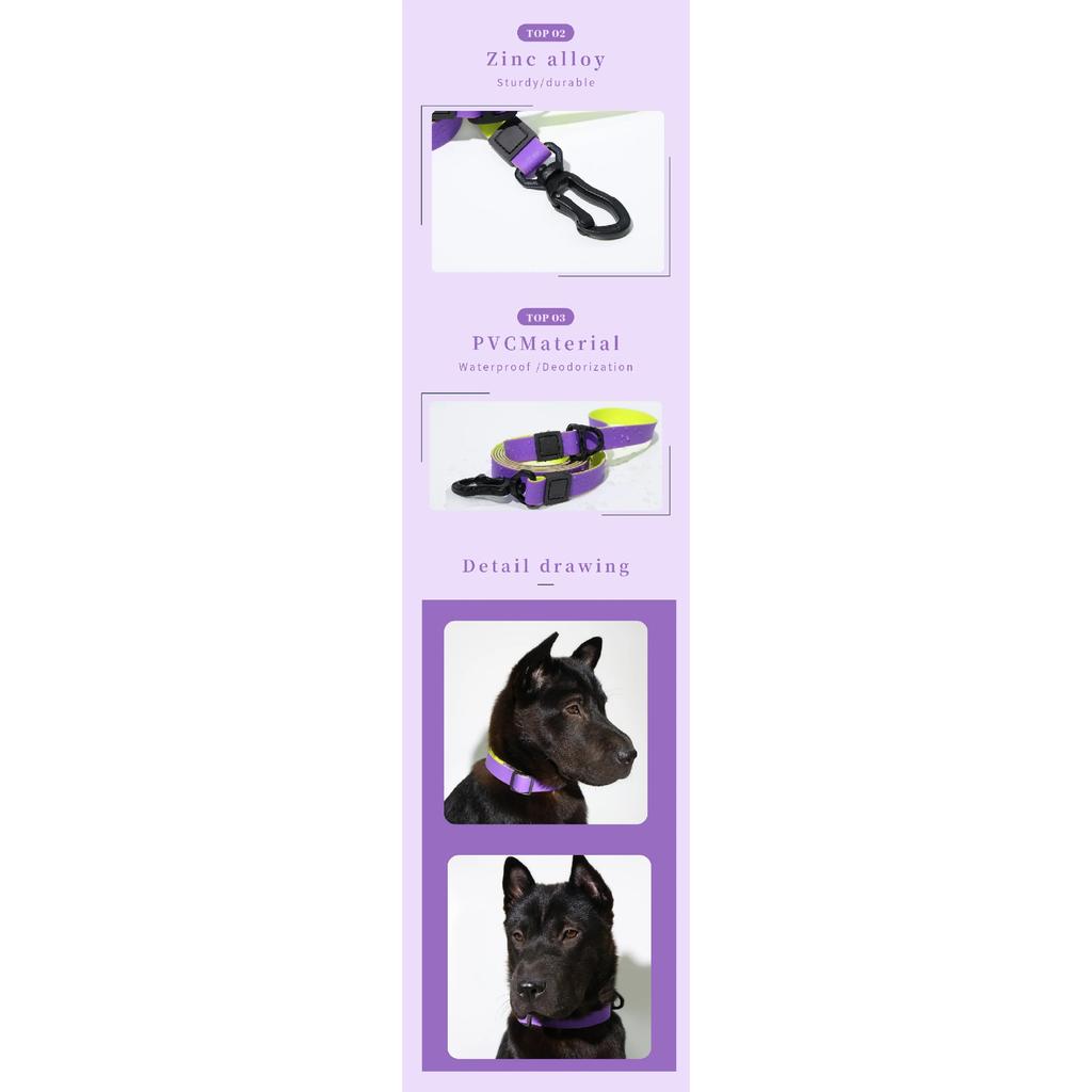 This Waterproof Dog Collar and Leash Set Is Made of High-Quality PVC Material, Which Is Durable and Wear-Resistant