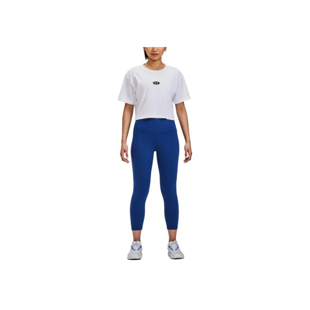 Under Armour Solid Color Crew Neck Pullover Short Sleeve T-Shirt Women Tops White 1376751-100