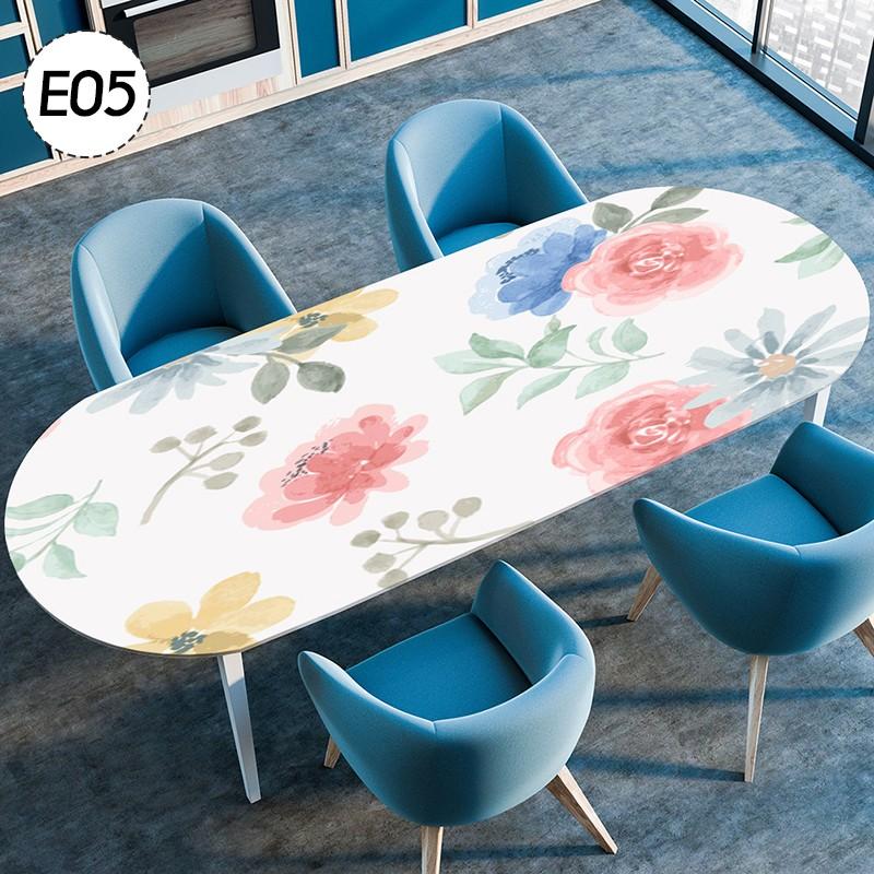 Oval Elastic Edged Waterproof TableCover Floral Printed Tablecloth Party Decor Reusable Kitchen Dining Table Cloth Wedding Decor
