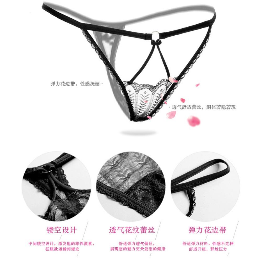 Hollow Sexy Thong Low Waist Transparent Lace Elastic Underwear Women's French Temptation Seamless T Pants 2154