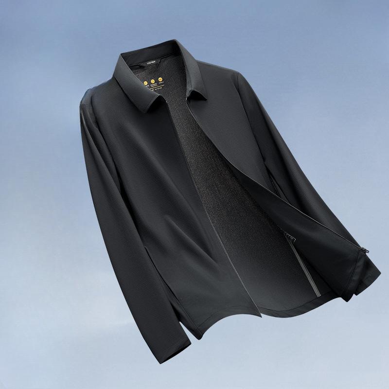 

Летняя одежда для защиты от солнца Куртка представительская мужская весенне-осенняя тонкая для среднего возраста свободного кроя костюм папы летняя куртка с лацканами 195