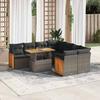 VidaXL Garden Lounge Set with Cushions 9 Pcs Grey Braided Resin Acacia 3327693