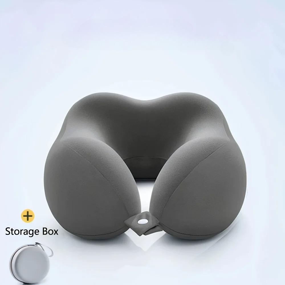 Comfortable U-shaped neck pillow with storage bag – ideal for travel, napping, and office use