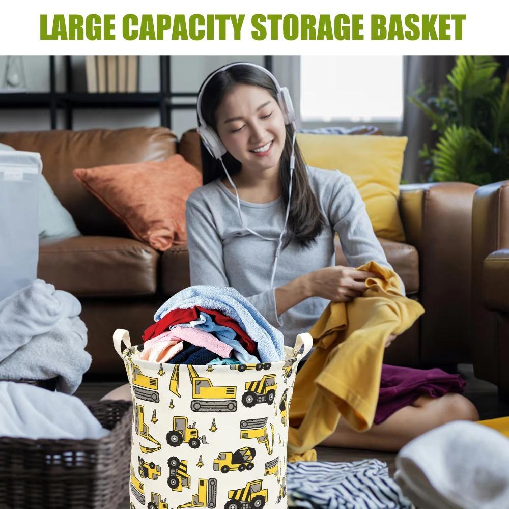 

Non-woven Fabrics Toys Storage Bag Round Hamper New Organizer Bucket
