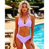 Women's White Halter Triangle Top & High Waist Cross Front Two-Piece Bikini Swimsuit