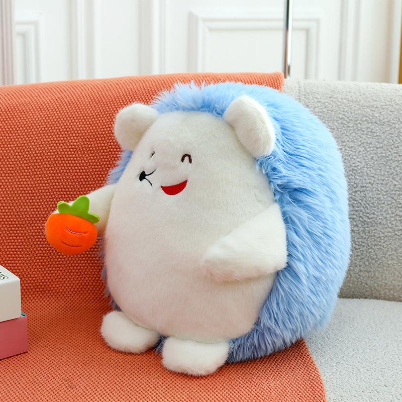 New Little Hedgehog Eating Strawberry and Radish Plush Doll Children Soothing and Accompanying Throw Pillow Girls Holiday Gift