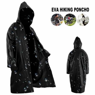Unisex-Erwachsener Outdoor-Regenmantel, schwarzer EVA-Stoff, langer Regenponcho mit Hut