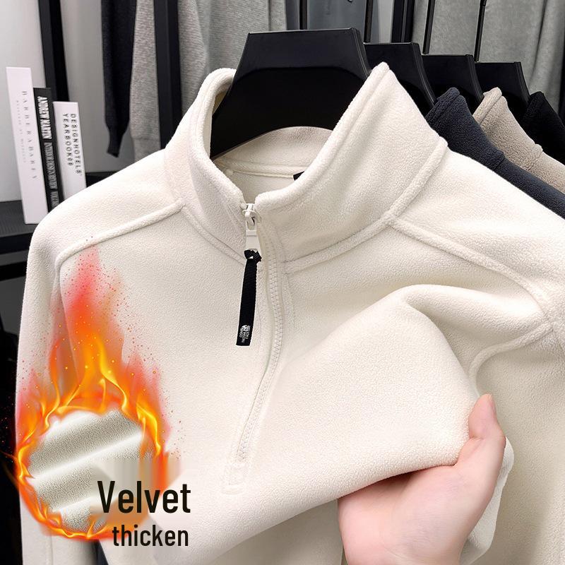 

Men s Heavyweight Double-Sided Coral Fleece Zipper Hoodie - High Quality, Warm Winter 2025 Edition XL - 120-140 jin брудно-білий