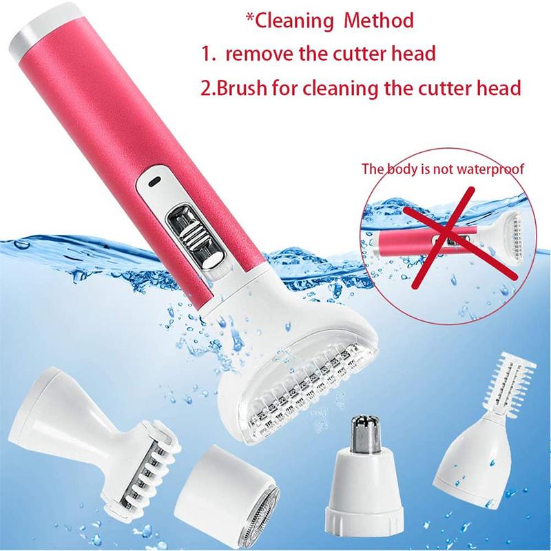 Multi-Functional 5 In 1 Electric Hair Remover Epilator Shaving Head Replaceable Hair Eyebrow Leg Nose Trimmer