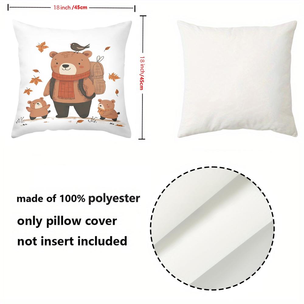 Cute Bear Themed Cushion Covers For Cozy Home Decor Polyester Pillowcase, Sofa Decorative Cushion Cov Headboard Pillow