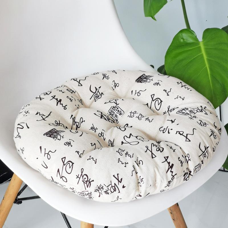 Coarse Cloth Round Style Cotton and Linen Style Seat Cushion Home Circular Cushion Japanese Style Futon Cushion Decoration