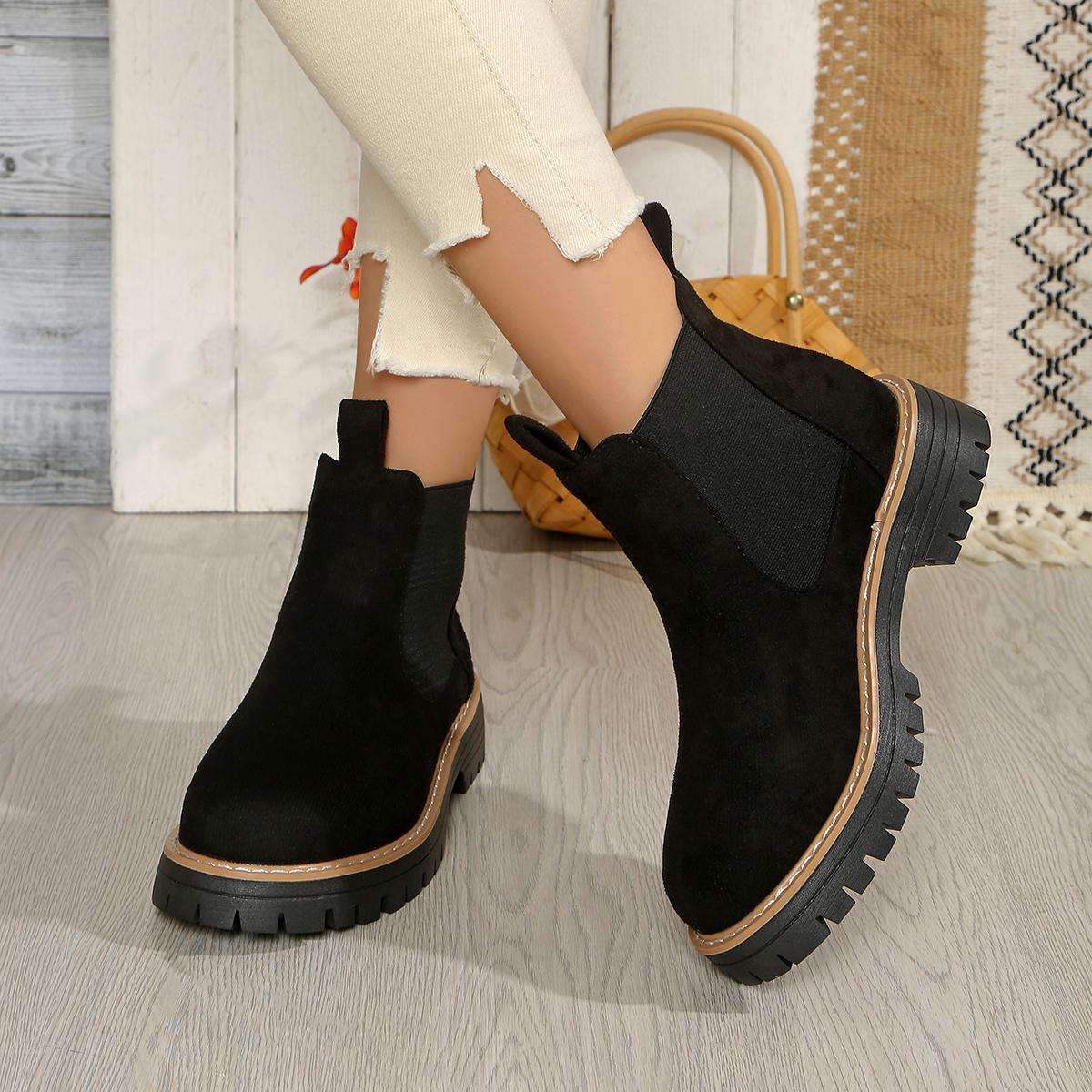 

Men Women Winter Plus Size Boots Comfortable RoundToe Fashionable New PlusSize Thick Soled Anti Slip Riding Round Toe Suede Sexy Work 36