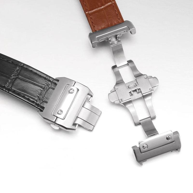 20mm 23mm Genuine Leather Watch Band for Cartier Santos 100 Watch Band Men Women Santos Glue Head Belt Folding Watch Straps