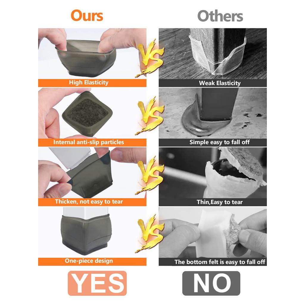 8 szt. Maty ochronne przeciw zarysowaniom i redukujące hałas, antypoślizgowe podkładki pod nogi stołu i krzeseł - okrągłe i kwadratowe