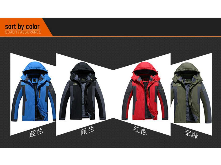 Men’s Plus Size Fleece-lined Windproof Outdoor Cotton Jacket
