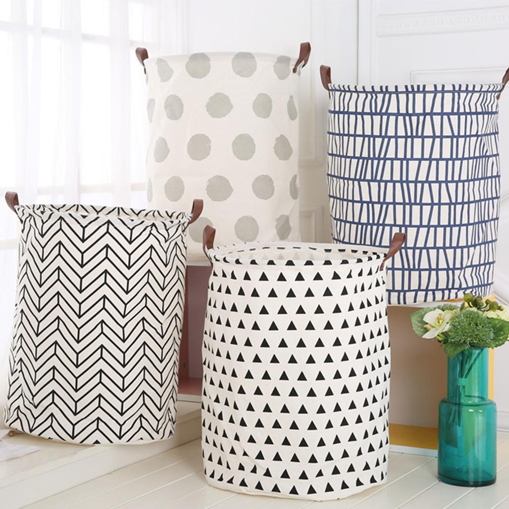 Large Capacity Canvas Standing Storage Bag Simple Laundry Toy Organizer with Handle