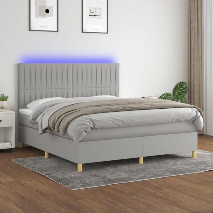 VidaXL Slat Bed Base with Mattress and LED, Upholstered Bed, Double Bed, Adult Bed for Interior Bedroom, 3135613