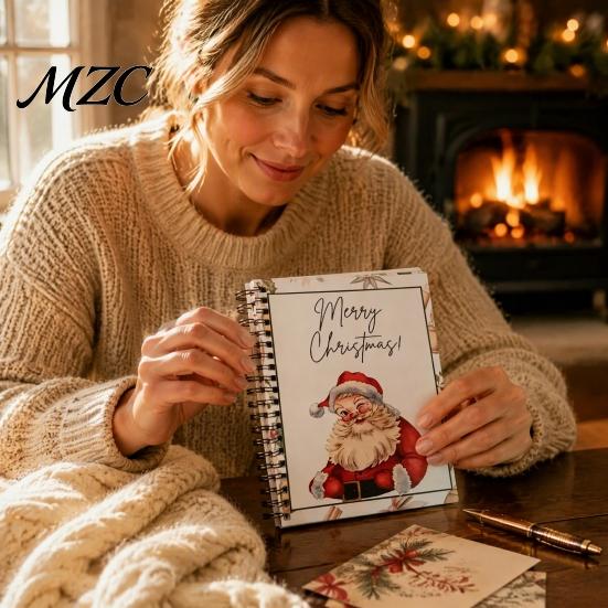 Shopping Card Management Book Highland Cow Christmas Organizer, Spiral Bound Storage Book, Durable Greeting Journal Coil Binding Portable Album