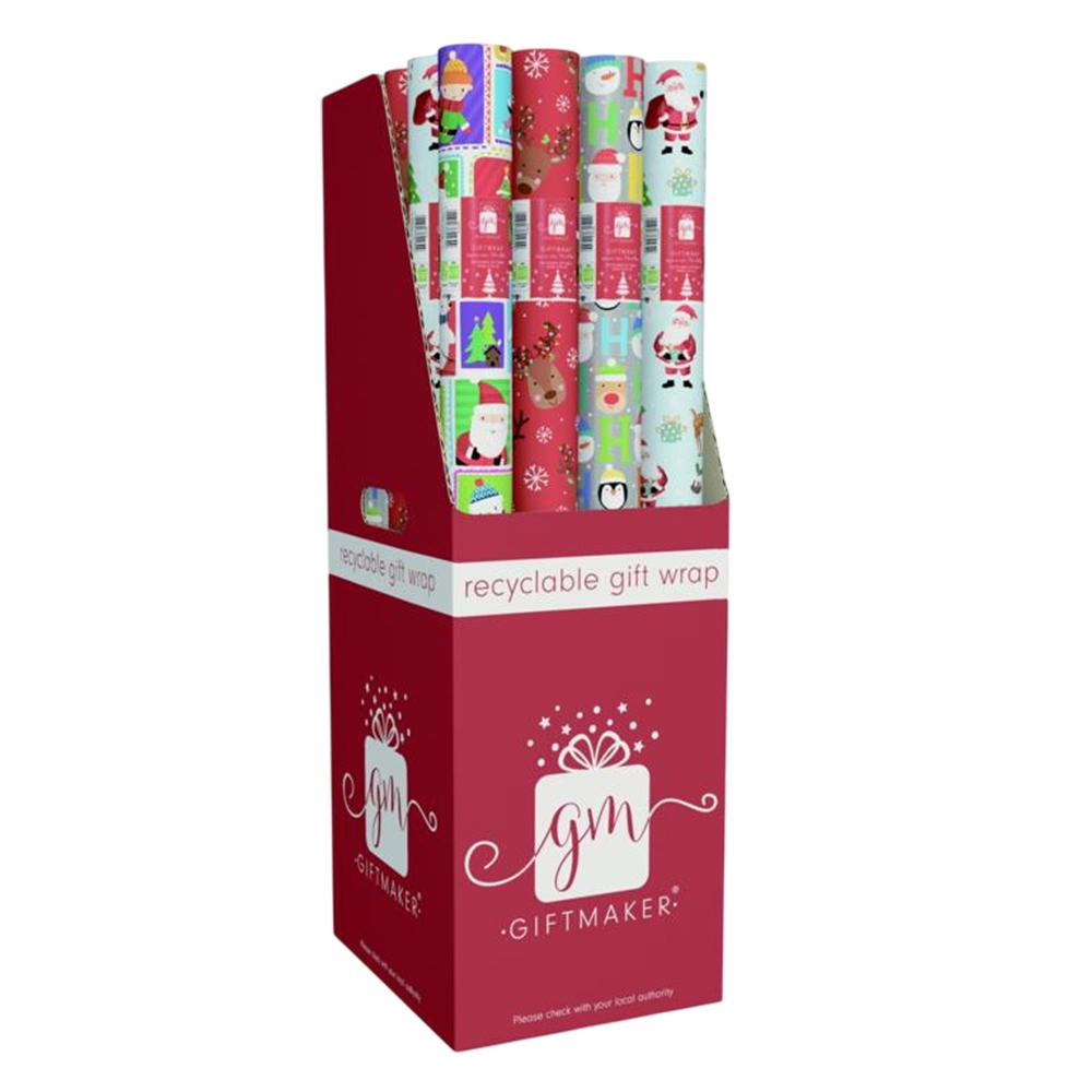 Giftmaker Cute Assorted Designs Christmas Wrapping Paper Roll (Pack of 4)
