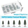55Pcs Fishing Weights Sinkers Bullet Fishing Sinkers Worm Weights for Bass Fishing Carolina Rig Texas Rig Slip Sinkers Weights