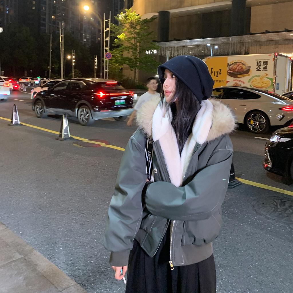 Retro Mountain-carved Fur Collar Cotton Coat for Women In Winter, Loose Cotton Coat, Thickened Short Work Jacket