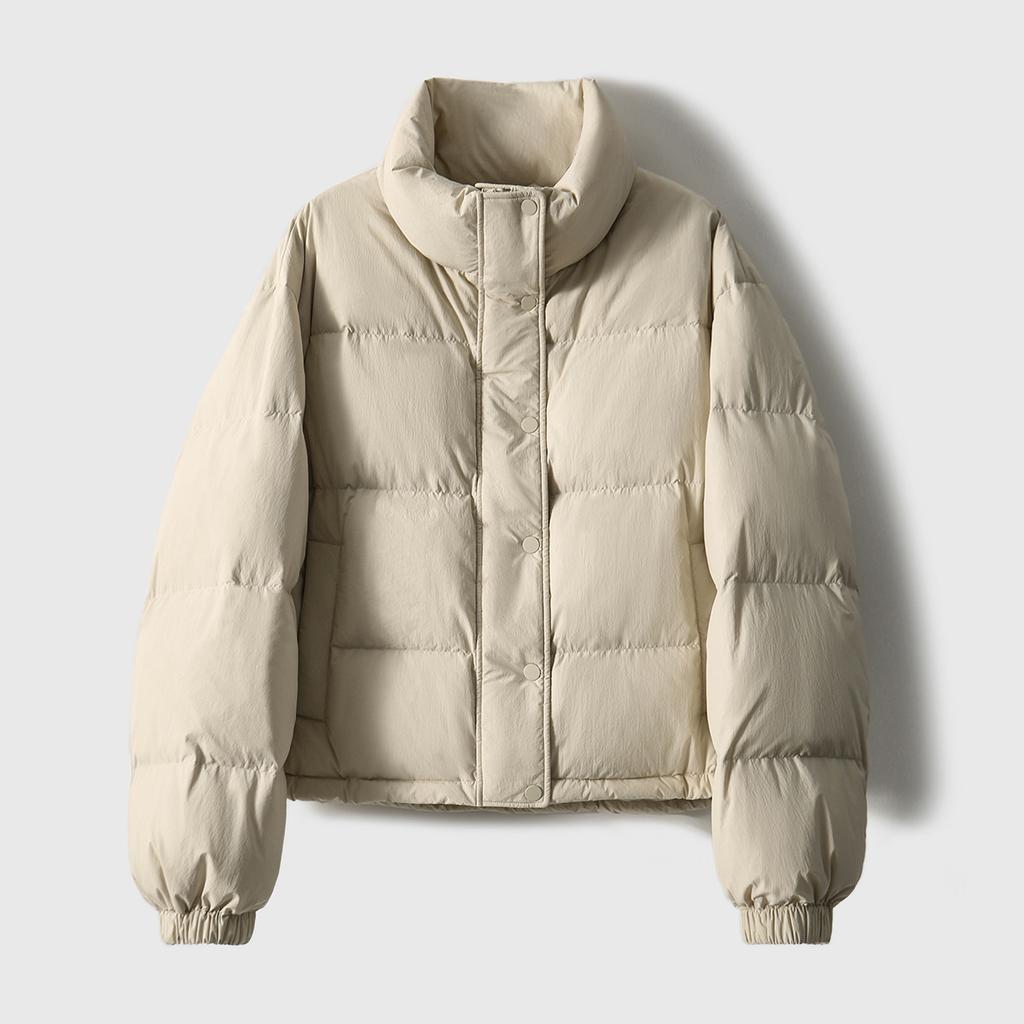 High-end White Goose Down Bread Clothes, Stand-up Collar Goose Down Clothes, Down Jackets for Women, Short Pinghu Women's Clothing for Winter.