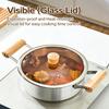 Aluminum Soup Pot with Double Wooden Handle and Glass Cover for Gas Induction Cooktops Multipurpose Cooking Application