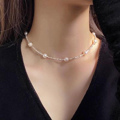 S925 Sterling Silver Long Necklace with Pearls - Elegant Luxury Clavicle Chain for Women